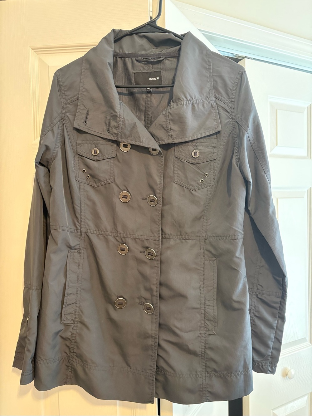 Hurley Charcoal Double-Breasted Trench Jacket